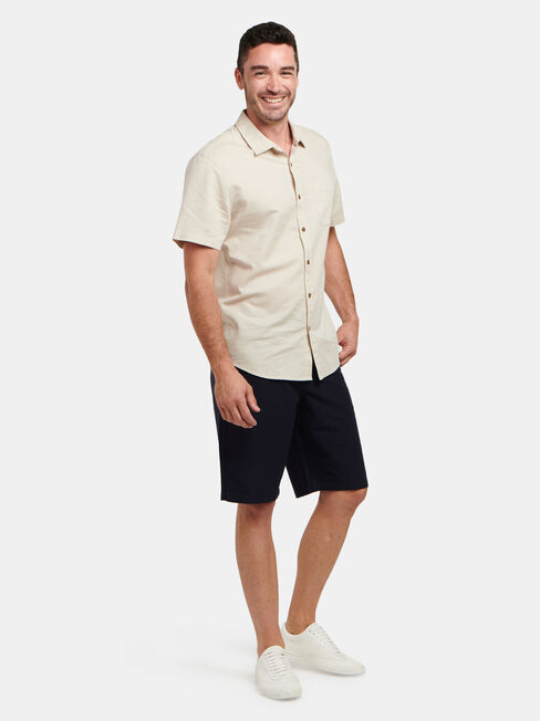 Ethan Short Sleeve Textured Shirt, Brown, hi-res