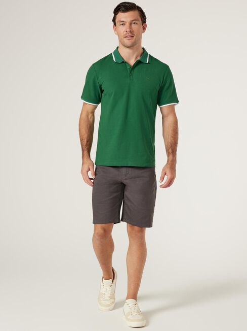 Nash Tipped Short Sleeve Polo, Pine, hi-res