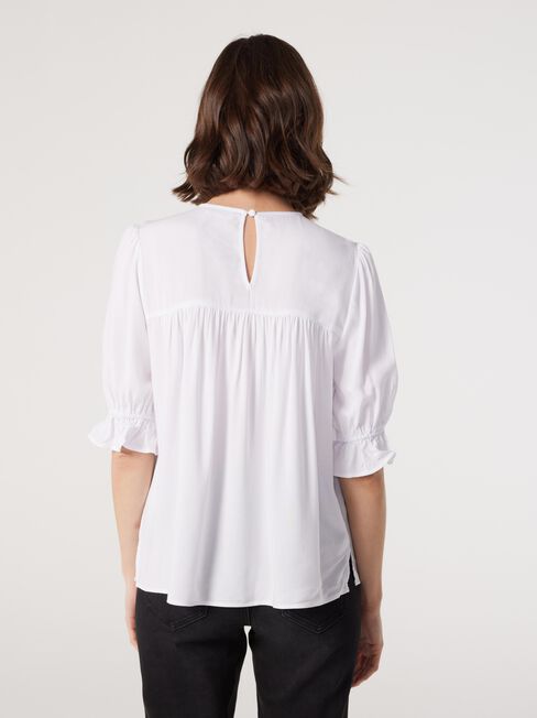 Kylie Lace Detail Top, White, hi-res