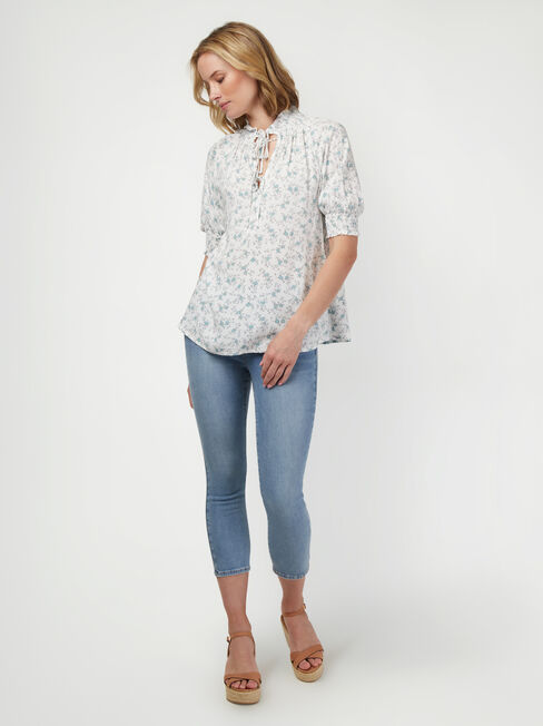 Tillie Tie Front Top, Floral, hi-res