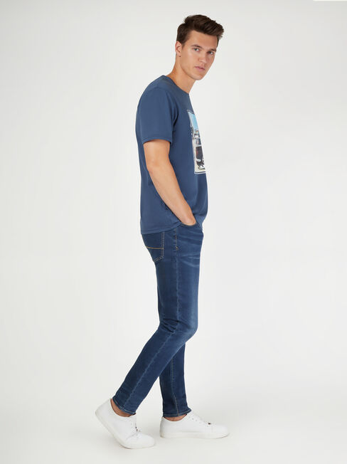 SS VW Surf Print Crew Tee, Blue, hi-res