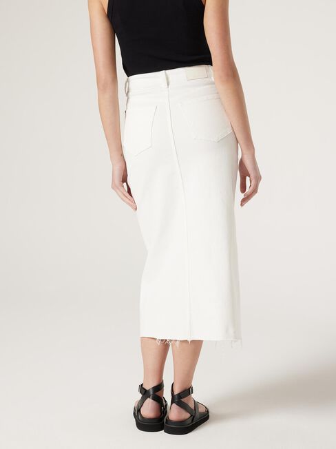 Missy Denim Midi Skirt, White, hi-res