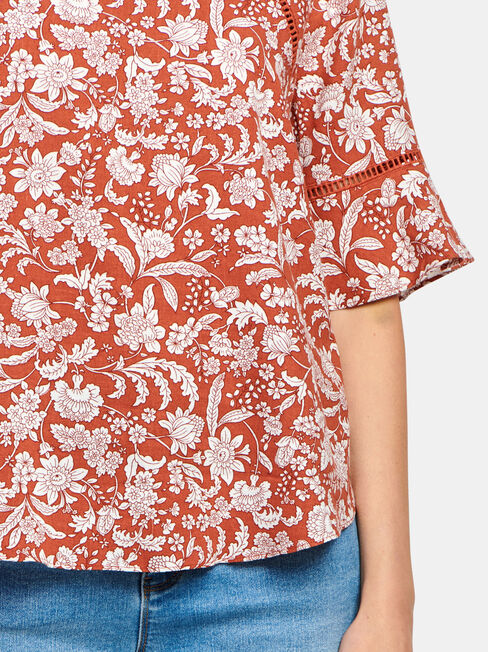 Cora Linen Blend Top, Black, hi-res