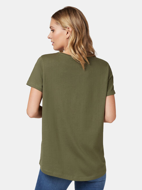 Curve Hem Crew Tee, Green, hi-res