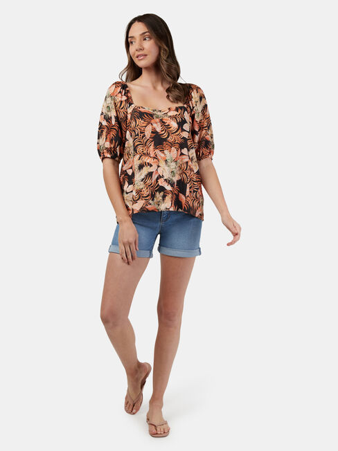 Lucinda Square Neck Top, Black, hi-res