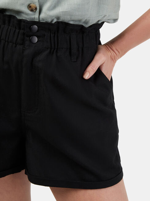 Cotton Paperbag Short, Black, hi-res