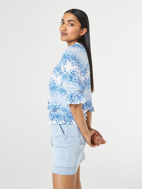 Dixie Tie Neck Blouse, Blue, hi-res