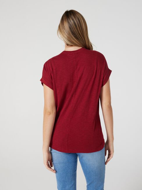 Drop Shoulder Tee, Berry, hi-res