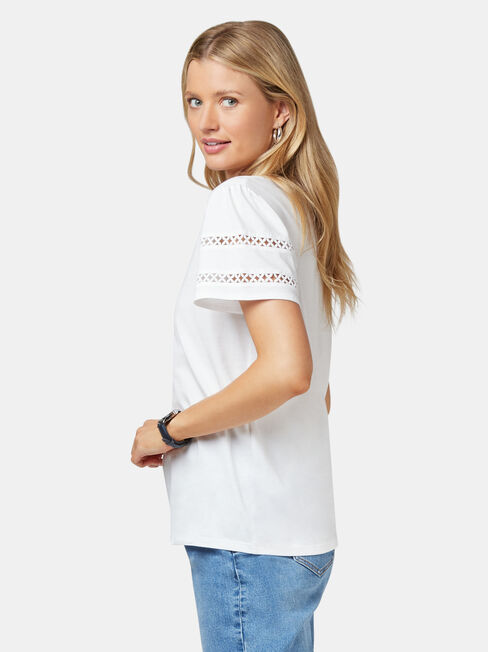 Summer Frill Sleeve Tee, White, hi-res