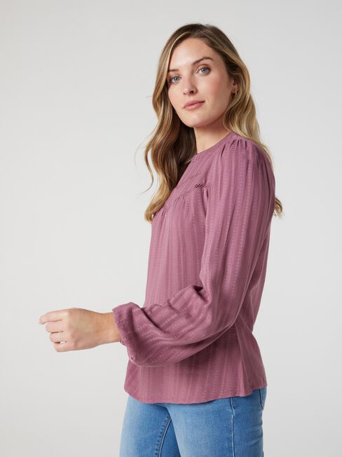 Sienna Ladder Trim Blouse, Mauve, hi-res