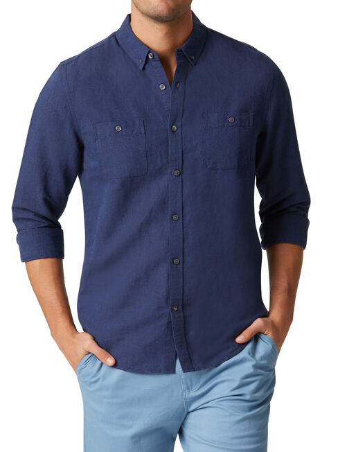 Bronson Long Sleeve Textured Shirt, Blue, hi-res