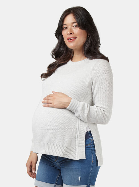 Emily Side Split Maternity Knit, Grey, hi-res