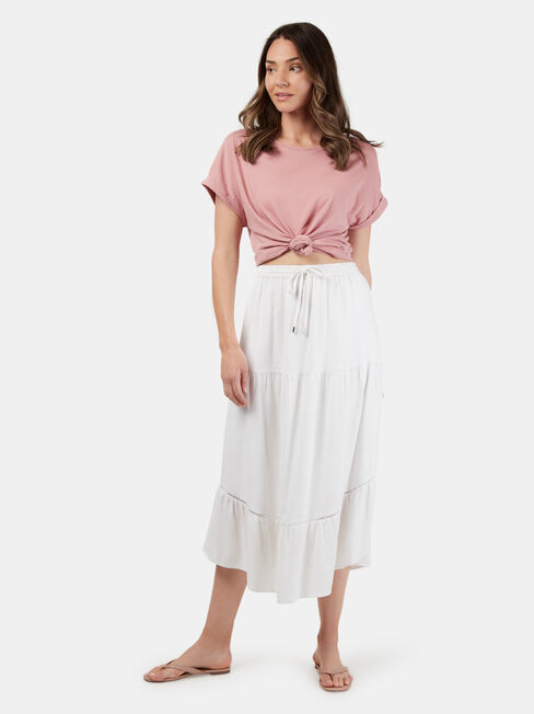 Ellen Tiered Skirt, White, hi-res