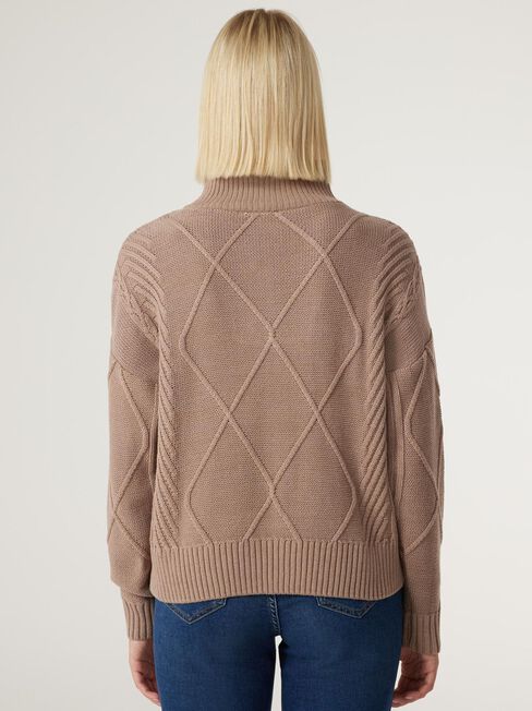 Opal Half Zip Knit, Latte, hi-res