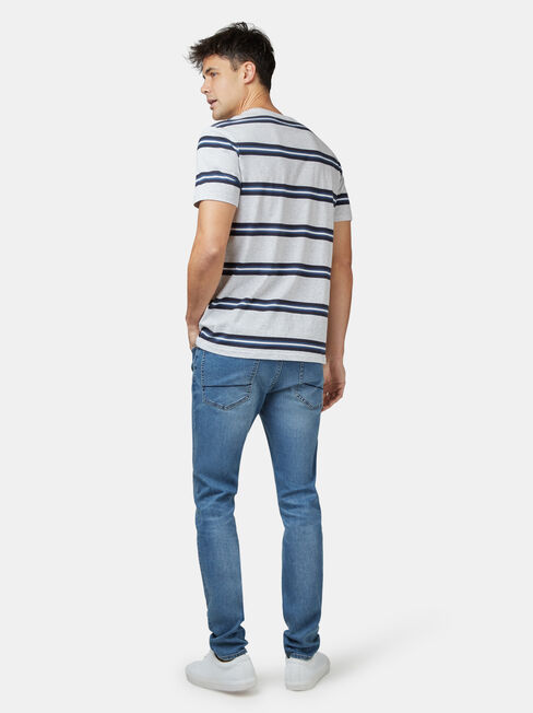 Porter Short Sleeve Stripe Crew Tee, Grey, hi-res
