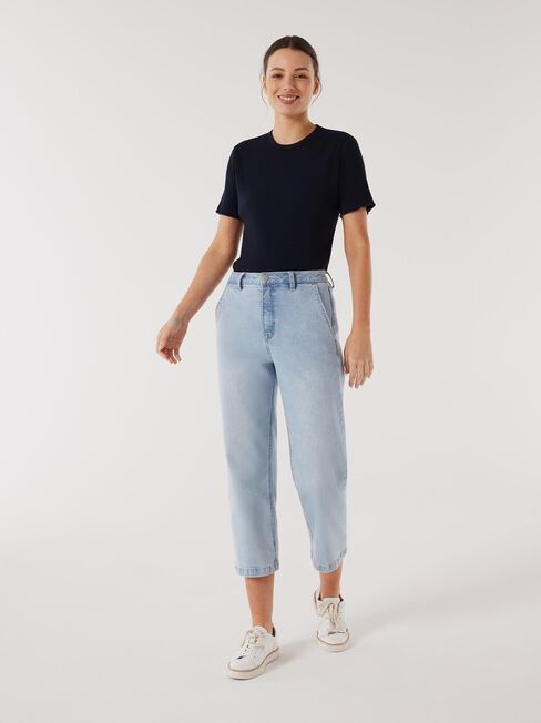 Lucy Lettuce Hem Rib Tee, Blue, hi-res