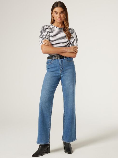 Chrishell Textured Tee, Stripe, hi-res