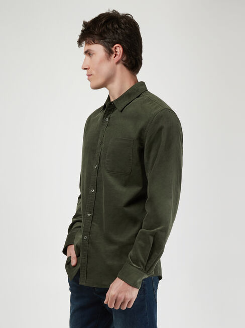 LS Jamie Corduroy Shirt, Green, hi-res
