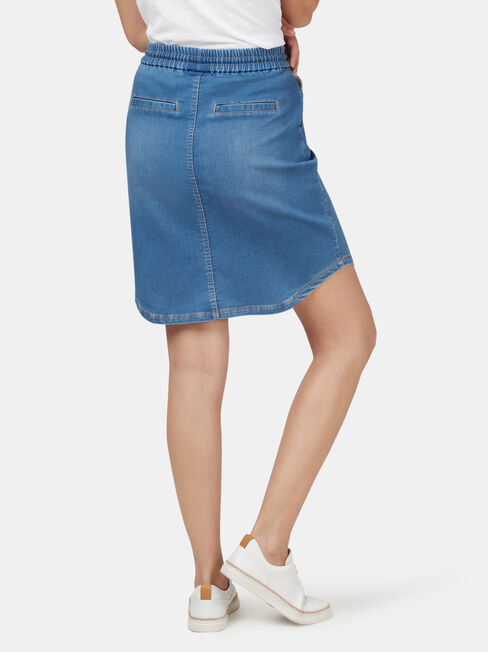 Lulu Luxe Lounge Knee Length Skirt, Light Indigo, hi-res
