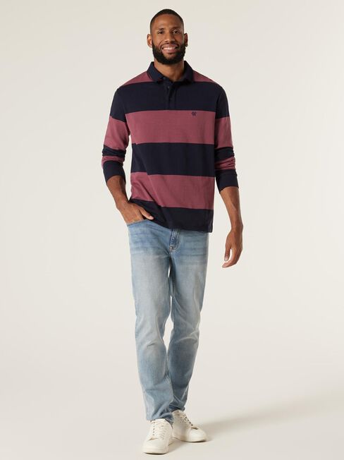 LS Henry Stripe Rugby Polo, Berry/Ink Multi, hi-res