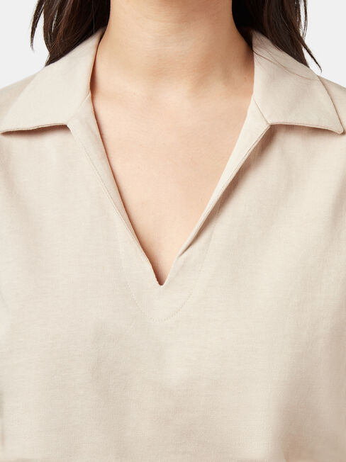 Olivia Collar Tee, White, hi-res