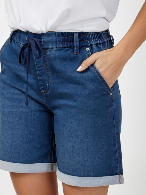 Abbey Luxe Jogger Bermuda Short, Mid Indigo, hi-res