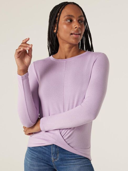 Hazel Soft Touch Twist Front Pullover, Lilac Marle, hi-res