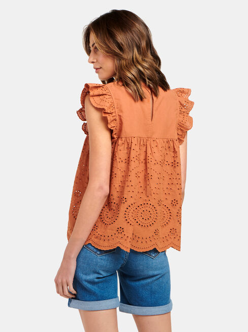 Bonnie Broderie Top, Red, hi-res