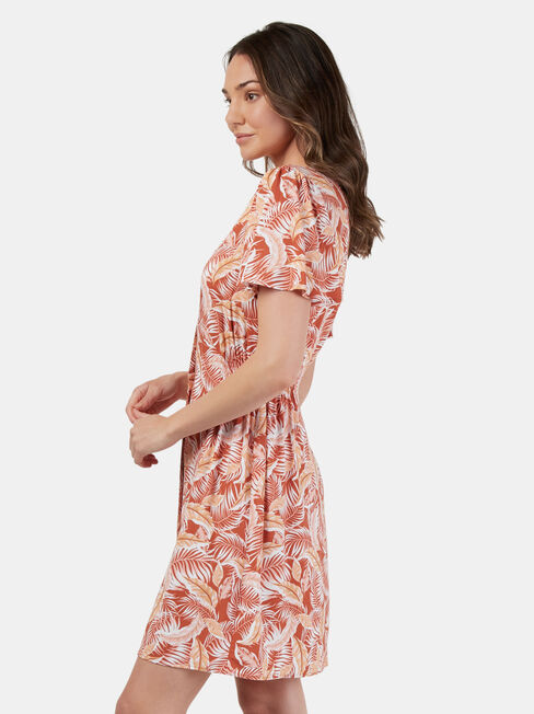 Bianca Button Through Dress, Red, hi-res