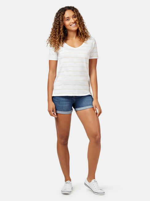 Essential V-Neck Tee, Stripe, hi-res