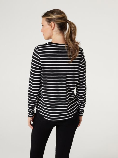 Essential Long Sleeve Crew Neck, Black, hi-res