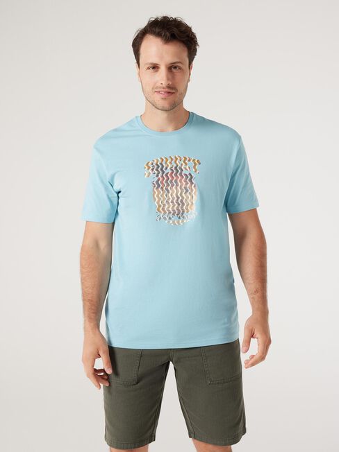 SS Sunset Print Crew Tee, Surf Blue , hi-res