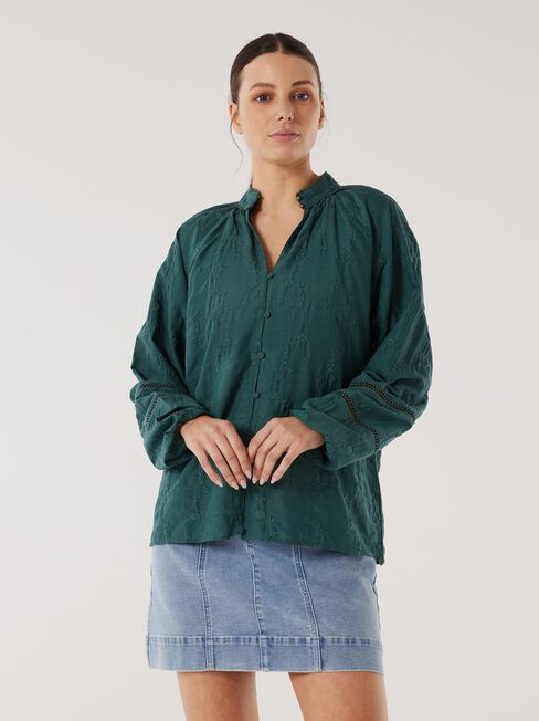Clarissa Embroidered Top, Green, hi-res