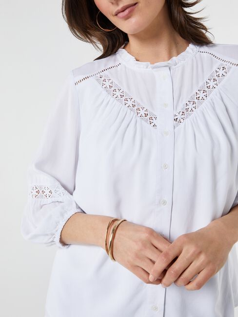 Fawn lace Insert Blouse, White, hi-res