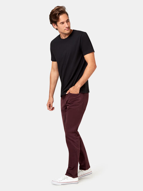 Slim Tapered Jeans Burgundy, Coloured, hi-res