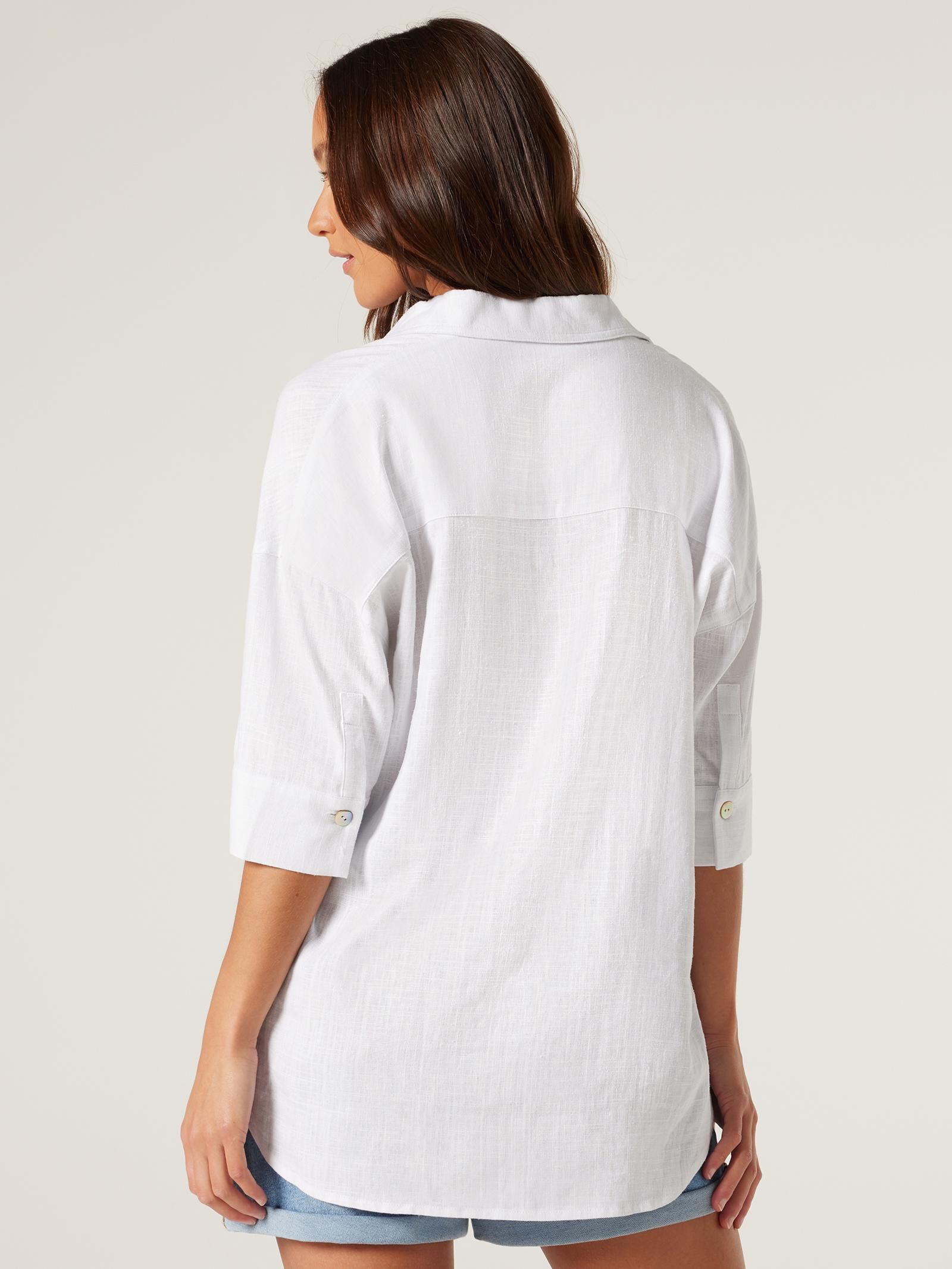 White poplin slim fit tunic shirt shop
