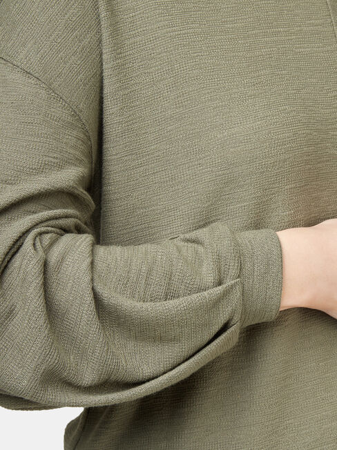 Ella Drop Shoulder Textured Top, Green, hi-res