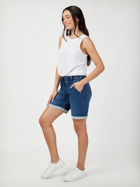 Abbey Luxe Jogger Bermuda Short, Mid Indigo, hi-res