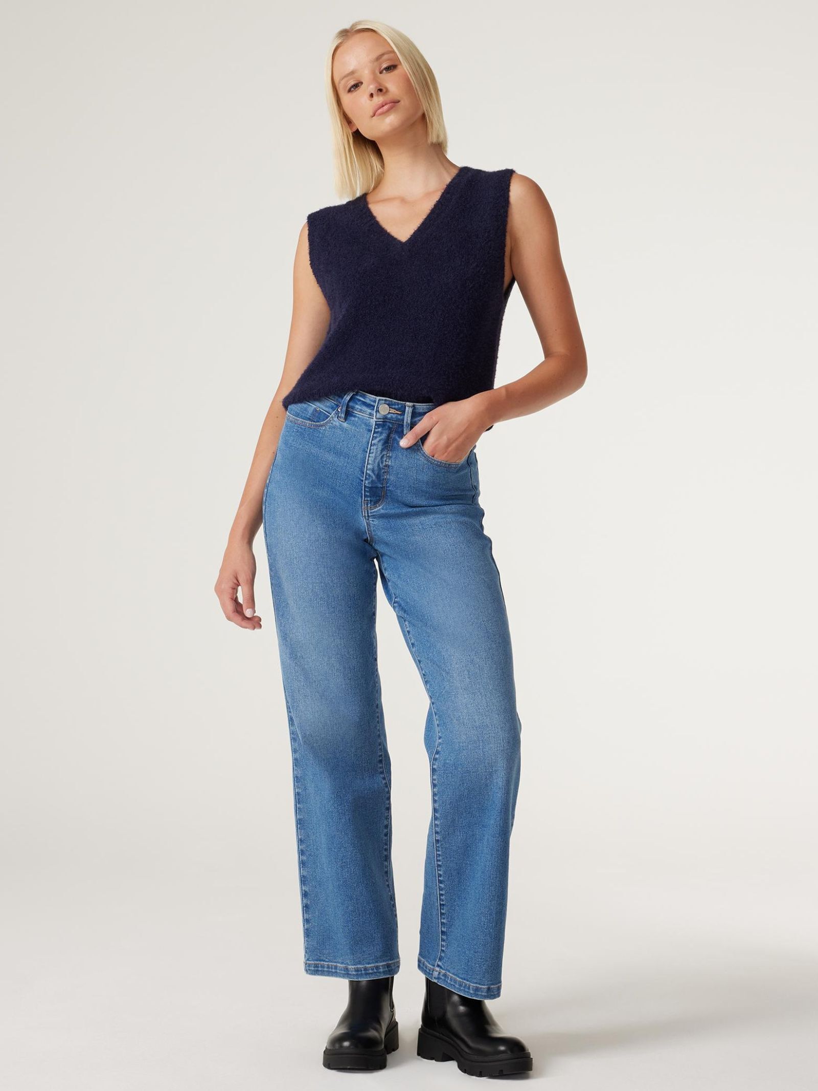 Meg Cropped V Neck Vest Jeanswest