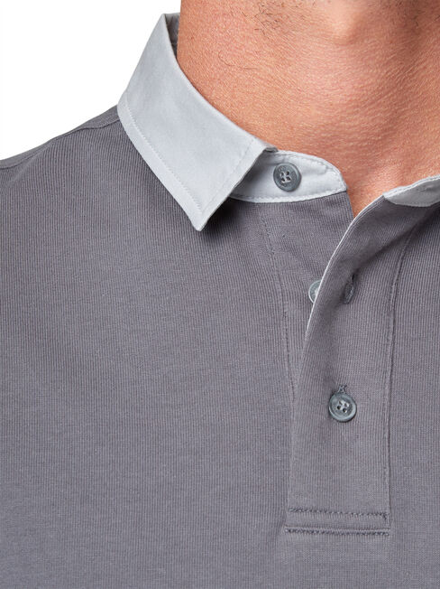 Hamish Long Sleeve Rugby Polo, Grey, hi-res