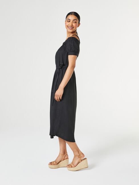 Bardot Off The Shoulder Dress, Black, hi-res