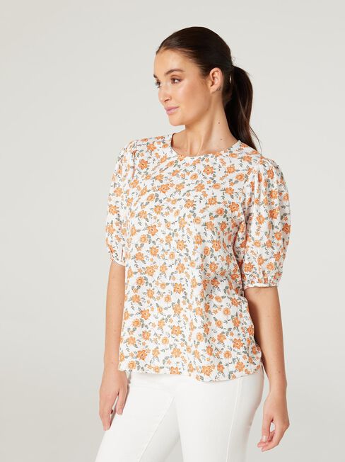 Eliana Puff Slv Top, Trailing Floral, hi-res