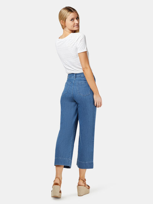 Cara Double Button Wide Leg Jean, Mid Indigo, hi-res