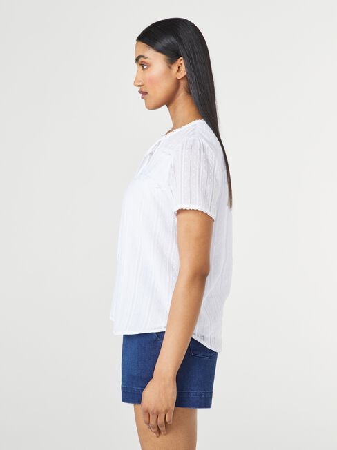 Jackie Lace Trim Blouse, White, hi-res