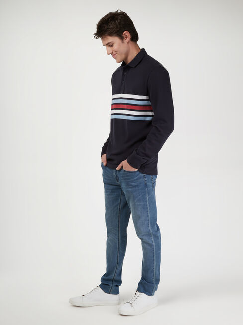 LS Adair Panel Stripe Rugby Polo