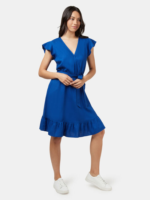 Arianna Wrap Front Dress, Blue, hi-res