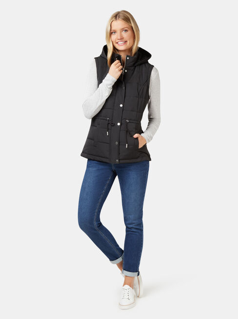 Bella Padded Vest, Black, hi-res