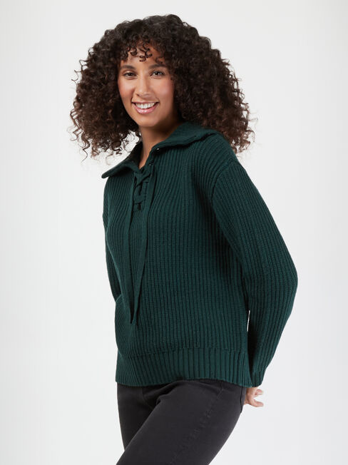 Remi Tie Front Knit, Green, hi-res