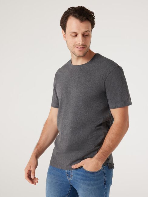 SS Fin Premium Basic Crew Tee, Charcoal Marle, hi-res