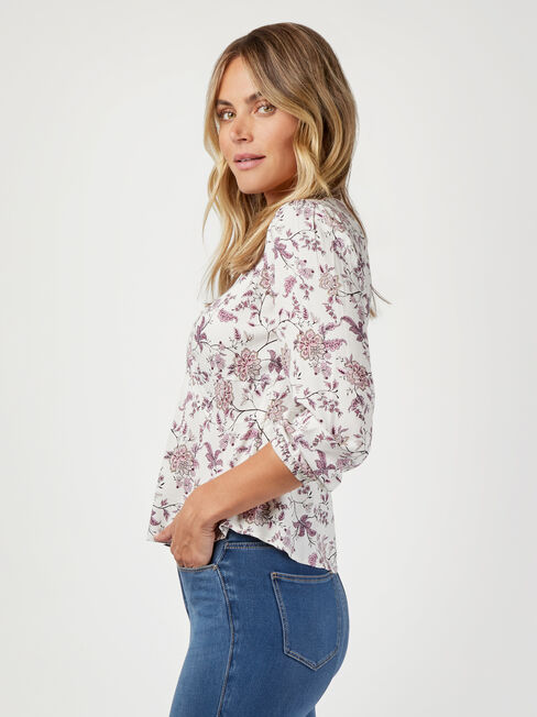 Terryn Twist Front Blouse, Purple, hi-res
